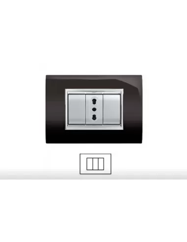 Bticino l4854nr 4-seater transition plate model living classic glossy black living international